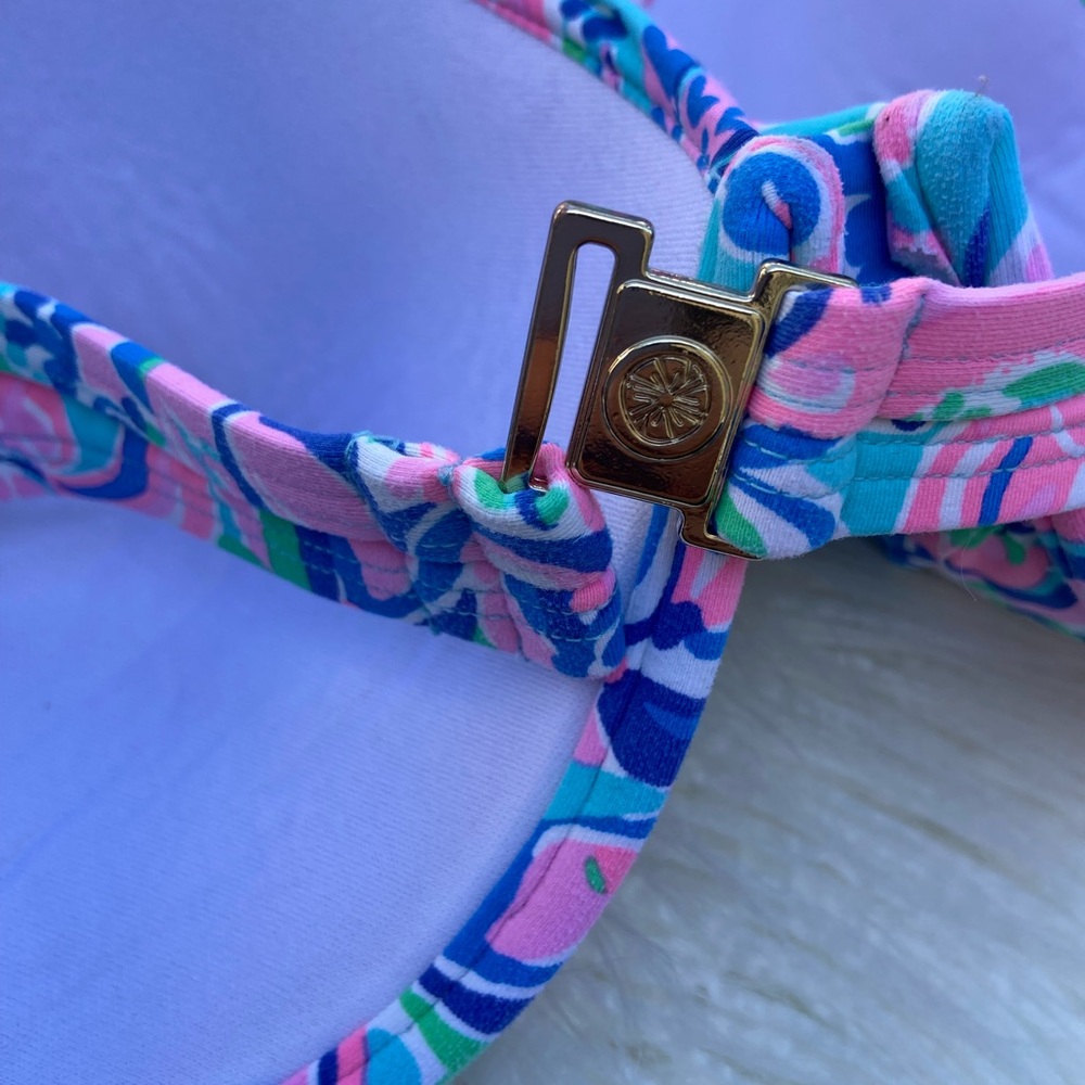 Lilly Pulitzer Aqua Blue and Pink Floral Underwire Bikini Top - Picture 3 of 4